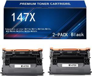 147X Black High-Yield Toner Cartridge Replacement   147X W1470X, 2-Pack,   Laserjet Enterprise M611, M612, MFP M634, M635, M636 Series Printers