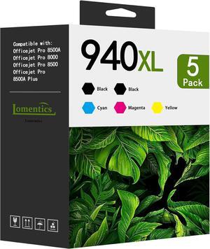 940XL High Yield Ink Cartridges (5-Pack, 2Black/1Cyan/1Magenta/1Yellow) Replacement   940XL OfficeJet Pro 8500A 8000 8500 8500A Plus Printers