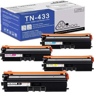 4 Pack 1BK+1C+1M+1Y TN433 TN433BK TN433C TN433M TN433Y Toner Cartridge Compatible TN433 Replacement for Brother HL-L8260CDW L8360CDWT L9310CDWTT DCP-L8410CDW MFC-L8610CDW L8690CDW L8900CDW Printe