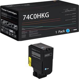 Compatible for Lexmark 74C0HKG 74C0HCG 74C0HMG 74C0HYG Toner Cartridges Work for Lexmark CS720de CS720dte CS725de CS725dte Printers, with Chip, High Yield 21000 Pages (Cyan)