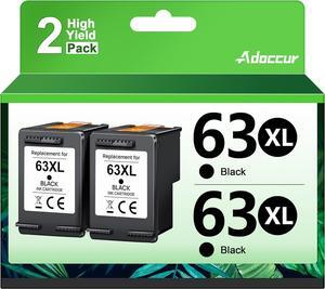 63XL High-Yield Black Ink Cartridge   63 Black Ink Cartridge Replacement   Ink 63 Works   OfficeJet 3830 4650 5255 5258 Envy 4520 4512 DeskJet 1112 2130 3630 Printer F6U64AN (2 Black)