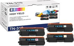 4-Pack BK/C/M/Y TN310 High Yield Toner Cartridge, Replacement for Brother TN-310 for HL-4150CDN HL-4140CW HL-4570CDW HL-4570CDWT MFC-9640CDN MFC-9650CDW MFC-9970CDW Printer