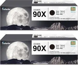 90X Toner Cartridge with Chip 2 Pack: 90X High-yield Black Toner Cartridge, CE390X Replacement   90X Toner 90A CE390A for Enterprise 600 M602 M603 Series; Enterprise M4555 MFP Series Printer