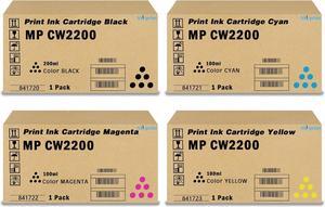 MP CW2200 Ink Cartridge Replacement for Ricoh MP CW1200 2000 2200 Lanier MP CW2200 CW2201sp Savin MP CW2200 CW2201sp (4-Pack Black Cyan Magenta Yellow)