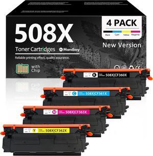 508X Toner Cartridge Bundle(4-Pack,1BK, 1C, 1Y, 1): Compatible 508X CF360X CF361X CF362X CF363X Remanufactured Toner Replacement   Color Enterprise M552dn M553n MFP M577dn M577z M577f Printer