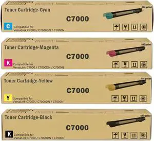 Ennovor High Capacity VersaLink C7000 Toner Cartridges Replacement for Xerox 106R03757 106R03758 106R03759 106R03760 Toner use for Xerox Versalink C7000 C7000DN Black Cyan Magenta Yellow
