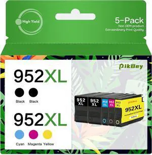 952XL Ink Cartridges Combo Pack (5-Pack, 2Black/1Cyan/1Magenta/1Yellow) Compatible 952 952XL Ink Cartridges Replacement   952 952XL OfficeJet Pro 7740 8210 8710 8715 8720 8702 Printer