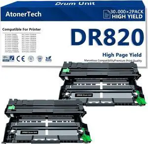 DR820 DR-820 Drum Unit Replacement for Brother DR820 Drum with HL-L6200DW MFC-L5850DW HL-L5100DN MFC-L5900DW HL-L5200DW MFC-L6800DW Printers (Black,2 Pack)