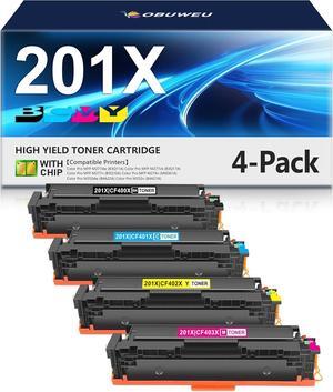 201X Compatible Toner Cartridge Replacement   201X 201A 4 Pack CF400X CF401X CF402X CF403X High Yield for Color Pro MFP M277dw M252dw M277n M277c6 (Black, Cyan, Magenta, Yellow)
