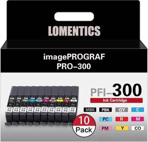 PFI-300 PFI 300 Ink Cartridges High Yield (10-Pack,1MBK/1PBK/1C/1M/1Y/1PM/1PC/1R/1GY/1CO) - Lometic PFI300 Ink Replacement   imagePROGRAF PRO-300 Printer
