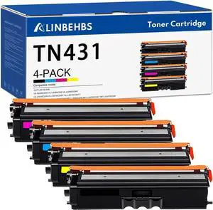 TN431 Toner TN433 Replacement for Brother TN431 4-color Toner Cartridge Set Compatible with MFC-L8900CDW MFC-L8610CDW HL-L8260CDW HL-L8360CDW HL-L8360CDWT HL-L9310CDW (TN431BK C M Y, 4-Pack)