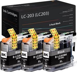 LC-203 (LC203) XL High Yield 600 Pages Ink Cartridges, Compatible for Brother MFC-J4320DW J4420DW J460DW J4620DW J480DW J485DW J5520DW J5620DW J5720DW J680DW J880DW J885DW Printers (3 Pack Black)