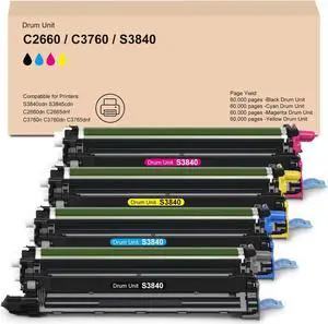 Ennovor TWR5P 331-8434 Black Cyan Magenta Yellow Drum Unit Compatible with Dell S3840cdn S3845cdn C2660dn C3760n C3760dn C3765dnf C2665dnf MFP Color Smart MFP S3845cdn Printers( 60,000 Pages, 4-Pack)