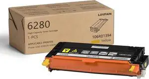 6280 Yellow High Capacity Toner Cartridge 1Pack (6,200 Pages) - Lovn Compatible 106R01394 Toner Cartridge Replacement for Xerox Phaser 6280 6280DN 6280N Printer