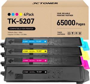 TK5207 TK-5207 Toner Cartridges 4 pack with Chip Replacement for TK5207 TK-5207 Compatible with Kyocera TASKalfa 356ci 358ci Copystar CS-356ci 358ci Copy/Scan Printers ink High-Yield Multicolor Combo