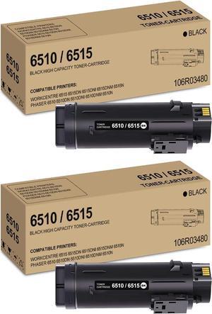 Phaser 6510 / Workcentre 6515 Black High Capacity Toner-Cartridge Compatible for Xerox 106R03480 for Xerox WorkCentre 6515DN 6515DNI 6515DNM 6515N, Phaser 6510DN 6510DNI 6510DNM 6510N Printer, 2 Pack
