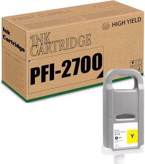 Compatible Replacement Ink Cartridges   PFI-2700 Work with ImagePROGRAF GP-2000, GP-4000, GP-4600S, GP-6600S Printers-700ML (Yellow)