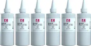 6×250ML White DTF Ink Refill for L1800 R2400 L800 1430 P400 P800 R2000 ET8550 XP-15000 Heat Transfer Printing Direct to Film (White)