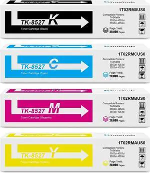TK-8527 Black Cyan Magenta Yellow Toner Cartridge Replactment for Kyocera TK8527 TK-8527K TK-8527C TK-8527M TK-8527Y Toner for TASKalfa 3552ci 4052ci 3553ci 4053ci Printer - 4 Pack