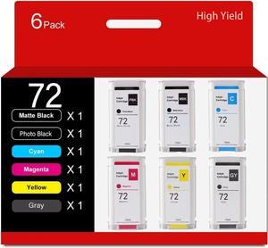 72 130-ML Compatible   DesignJet T1300 T1200 T795 T790 T620 T610 Ink Cartridge   72 C9403A C9370A C9371A C9372A C9373A C9374A 6-Pack