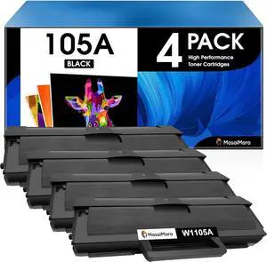 MasaiMara High Yield Compatible Toner Cartridges Replacement   105A W1105A   Laser MFP 107a 107w 135a 135w 137fnw Printer (Black, 4-Pack)