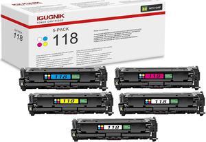 5 Pack 118 BK/C/M/Y Toner Cartridgewith Chip Replacement   118 Work with imageCLASS MF8380Cdw MF8350Cdn/Cn/C LBP7200C/Cd/Cn/Cdn LBP7210Cdn ImageClass MF8580CDW MF725CDN MF727CDW | 118