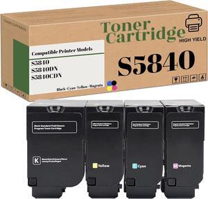 Compatible High-Yield S5840 Toner Cartridges Replacement for Dell JDCTN R59F2 K83JD KT71F for S5840DN S5840CDN Printer (4-Pack 1BK/1C/1M/1Y)