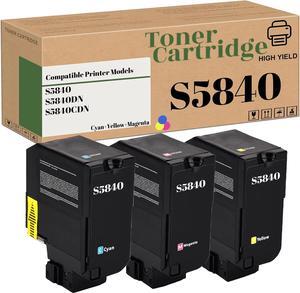 Compatible High-Yield S5840 Toner Cartridges Replacement for Dell JDCTN R59F2 K83JD KT71F for S5840DN S5840CDN Printer (3-Pack 1C/1M/1Y)