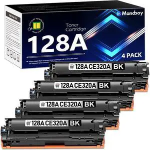 128A Toner Cartridge 4-Pack Replacement   128A CE320A Black Toner Cartridge, Compatible for Pro CP1525n CP1525nw CM1415fn CM1415fnw Printer