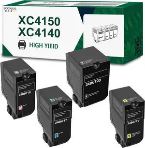 Compatible XC4140 XC4150 XC4143 XC4153 Toner Cartridge High Yield Replacement for Lexmark XC4150 XC4140 XC4143 XC4153 24B6717 24B6718 24B6719 24B6720 Black Cyan Magenta Yellow Toner Cartridge 4 Set