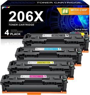 206X Toner Cartridges Replacement   206A 206X Toner Cartridges 4 Pack, Work with HP Color Pro MFP M283fdw M283cdw, Pro M255dw M255nw, MFP M282nw M283 M282 M255 Printers (206A Toner, 4P)