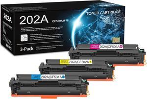 3 Pack 202A C/M/Y Toner Cartridge (with Chip) | Replacement   202A Work with M254dn M254dw M254nw M281cdw MFP M280nw MFP M281fdn MFP M281fdw | CF500AM