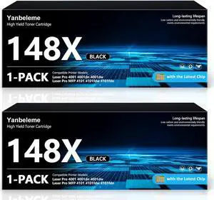 148X Black High Yield Toner Cartridge Compatible 148A 148X W1480X 4101fdw Toner Replacement for HP 148X Laser Pro 4001 4001dn 4001dw, MFP 4101 4101fdn 4101fdw Printer, 2 Black with Chip