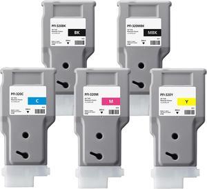 LCL Compatible PFI-320 High Yield 300ml Ink Cartridge (5-Pack,MBK/BK/C/M/Y) Replacement   PFI-320MBK PFI-320BK PFI-320C PFI-320M PFI-320Y imagePROGRAF TM-200 TM-205 TM-300 TM-305 Printers