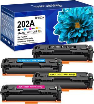 202A Toner Cartridges - 4 Pack 202A Compatible Replacement   Color Laserjet Pro MFP M281fdw Toner, M281cdw Toner Cartridges, HP Color Laserjet Pro M254 Series | CF500A