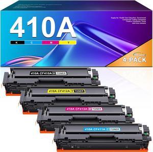 410A Toner Cartridges 4 Pack: 410A CF410A CF411A CF412A CF413A Toner Replacement   Color Pro MFP M377dw M477fdn M477fdw M477fnw Pro M452dn M452nw M452dw Printer (BCMY)
