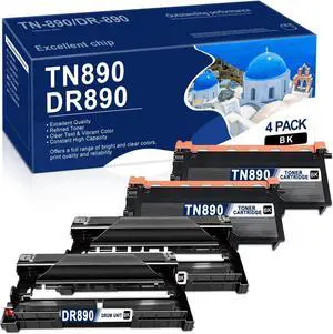 TN890 Toner Cartridge and DR890 Drum Unit Replacement for Brother TN-890 DR-890 HL-L6250DW HL-L6400DW HL-L6400DWT MFC-L6750DW MFC-L6900DW Printer (2 Toner+2 Drum)
