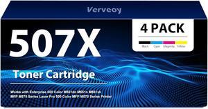 507X 507A Toner Cartridge 4-Pack Compatible   507A 507X CE400X CE400A CE401A CE402A CE403A Works with Enterprise M551 M551n M551dn M551xh M570dn Printer (Black/Cyan/Magenta/Yellow-4 Pack)