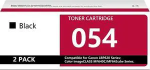 (2 Pack - Black) Cartridge 054 Black Toner Cartridge Compatible   Color imageCLASS MF641Cdw/MF642Cdw/MF644Cdw/LLBP622Cdw/imageCLASS LBP621CW/623CDW/622CDW/MF645CX/MF643CDW/MF641CW