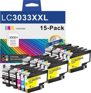 LC3033XXL Super High Yield Ink Cartridges (15-Pack, 6BK/3C/3M/3Y) Replacement for Brother LC3033 BK/C/M/Y Ink Cartridges Work for MFC-J995DW MFC-J995DWXL MFC-J815DW MFC-J805DW MFC-J805DWXL Printer
