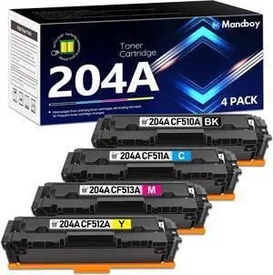 204A Toner Cartridges 4 Pack Compatible Replacement   Toner 204 Series CF510A CF511A CF512A CF513A Work with Pro MFP M180n M180nw M181fw; Color M154a M154nw Printer (1BK/1C/1M/1Y)