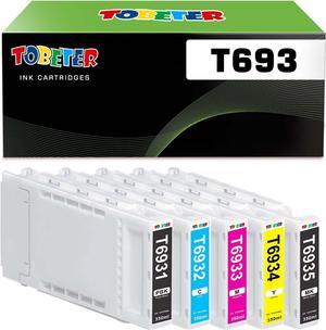 ToBeter Remanufactured T6931 T6932 T6933 T6934 T6935 Ink 5-Pack Replacement for Epson T693 Ink Cartridges for Sure Color T3000 T5000 T7000 T3070 T5070 T7070 T3200 T5200 T7200 Printer (350ml)