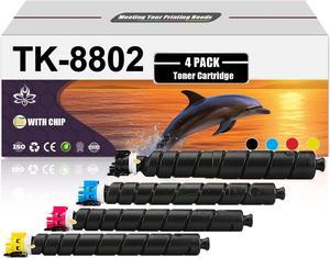 TK8802 Toner Cartridges Compatible for Kyocera TK8802 TK-8802K TK-8802C TK-8802M TK-8802Y Toner Cartridges Work for Kyocera Ecosys P8060 P8060cdn Printers, 4 Pack