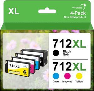 QUEENPRINT Remanufactured 712XL Ink Cartridges Replacement   712 Ink cartridges 712 712XL,Work   for DesignJet T650 T630 T230 T210 Studio Plotter Printers is 80ML C/M/Y is 29ml 4 Pack