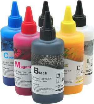 MZK DTF Ink 600ML - Premium DTF Transfer Ink for PET Film, Refill for ET-8550, L1800,XP-15000,L805, R1390, R2400 All DTF Printers,Heat Transfer Printing Direct to Film (100ml x 6, CMYK-WW)