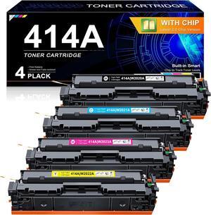 414A Toner Cartridge (with Chip) Set Replacement   414A W2020A 414X W2020X Use with Color Pro MFP M479fdw M479fdn M479dw Pro M454dw M454dn M455dn MFP M480f M479 M454 Printer (BCMY, 4-Pack)