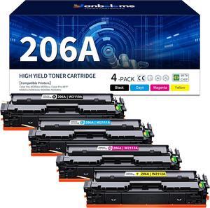 206A Toner Cartridge 4 Pack Set (with Chip) Replacement   206A Compatible with Color Pro MFP M283fdw M283cdw M283fdn M282nw, Pro M255dw M255nw M255dn Printer (W2110A W2111A W2112A W2113A)