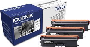 3 Pack TN436 Black Toner Cartridge Replacement for Brother TN436 Work with HL-L8260CDW L8360CDW L8360CDWT L9310CDW L9310CDWT L9310CDWTT MFC-L8610CDW L8690CDW L9570CDWT DCP-L8410CDW | TN436