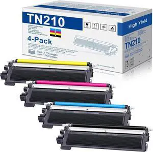 4 Pack TN210 TN-210BK/C/M/Y Toner Cartridge Set Replacement for Brother TN210BK TN210C TN210M TN210Y Work with MFC-9125CN MFC-9325CW HL-3045CN HL-3070CW Printer Toner