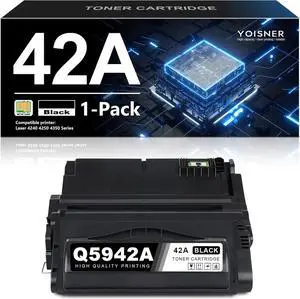 42A Q5942A Toner Cartridge with CHIP 1 Pack: 42A Ink High Yield Replacement   42A Black Toner Cartridge Q5942X Q5945A Works with Laser 4200, 4250, 4300, 4350, M4345 MFP Series Printer | Q5942A